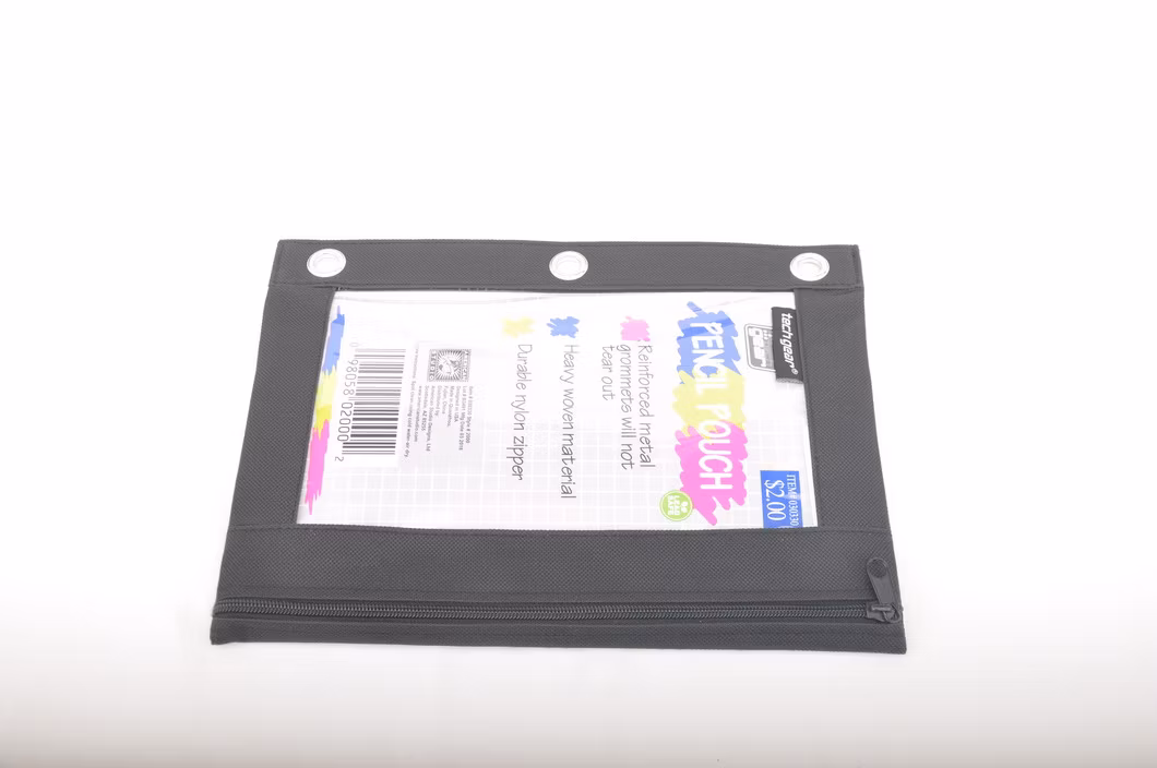 Pencil Pouch 3 Ring Binder Pouch W/ Rivet Enforced Rings Holes