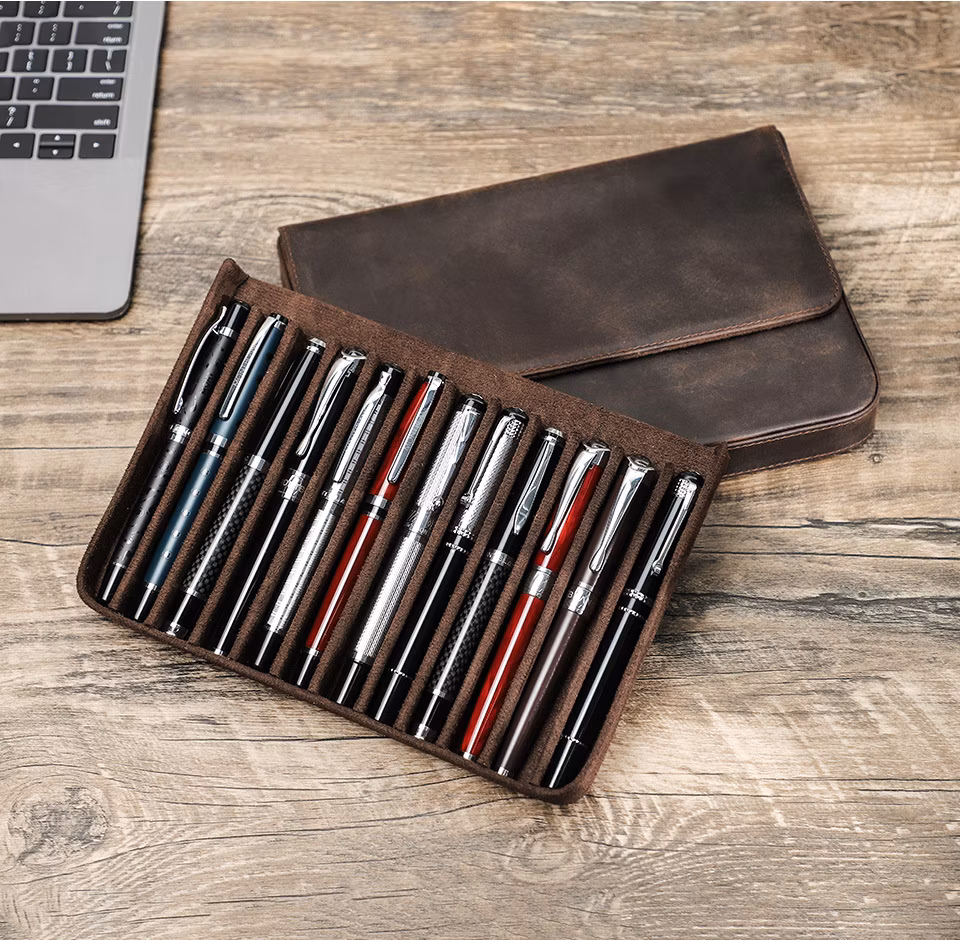 Ga182 Multifunctional Personalised Luxury a Custom Large Capacity Pencil Cases Blank for Stationery Pouch Multi Function Leather Pen Case