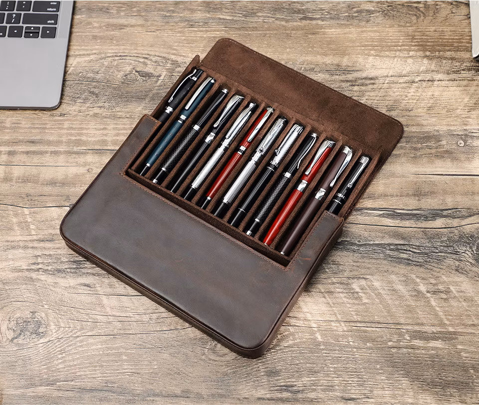 Ga182 Multifunctional Personalised Luxury a Custom Large Capacity Pencil Cases Blank for Stationery Pouch Multi Function Leather Pen Case