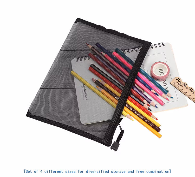 Colorful Promotional Gift Makeup Brushes Storage Zipper Mesh Pencil Bag