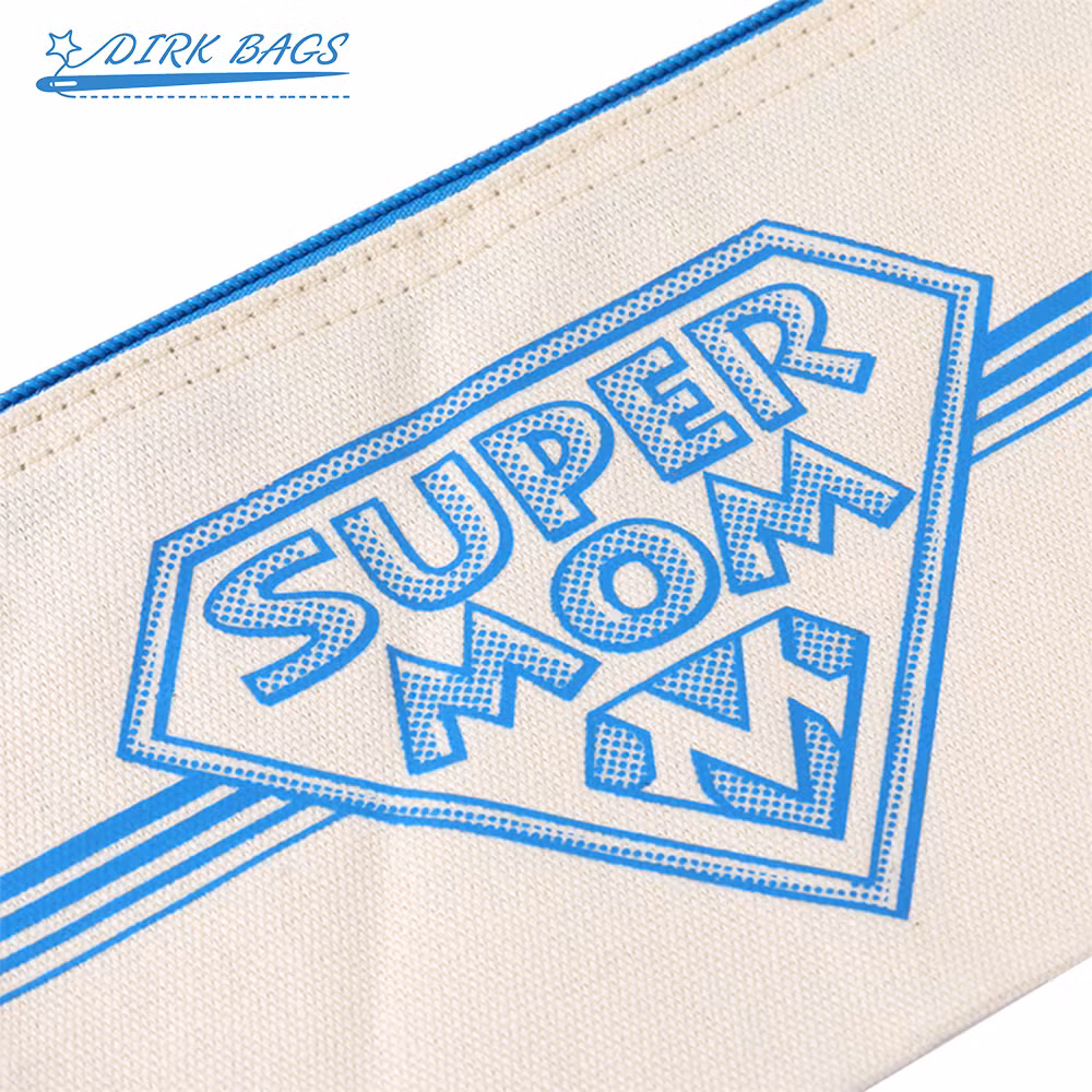 Custom Logo Canvas Fabric Zipper Pouch Small Tool Pencil Cosmetic Make up Bag