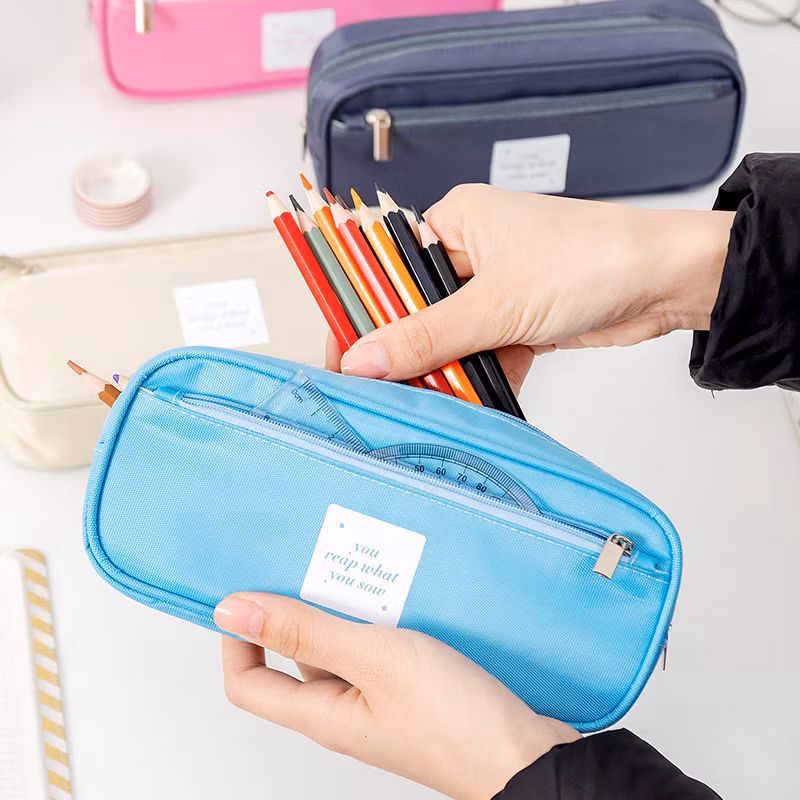 Popular Multi-Functional Double Layer Large Capacity Waterproof Simple Pencil Case