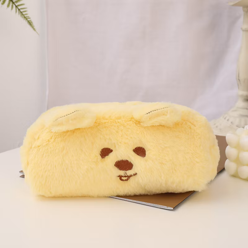 High Quality Flannel Zipper Lovely Circular Pencil Bag Pencil Case for School & Office
