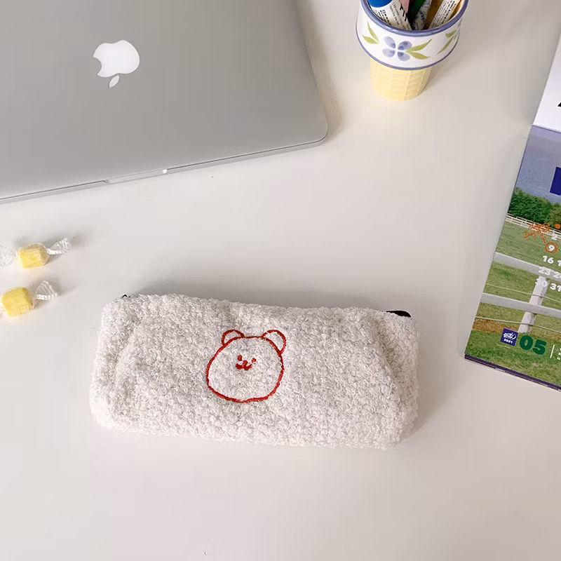 Hot Stationery Flannel Zipper European Style Animal Pencil Bag Pencil Case for Promotion Gift