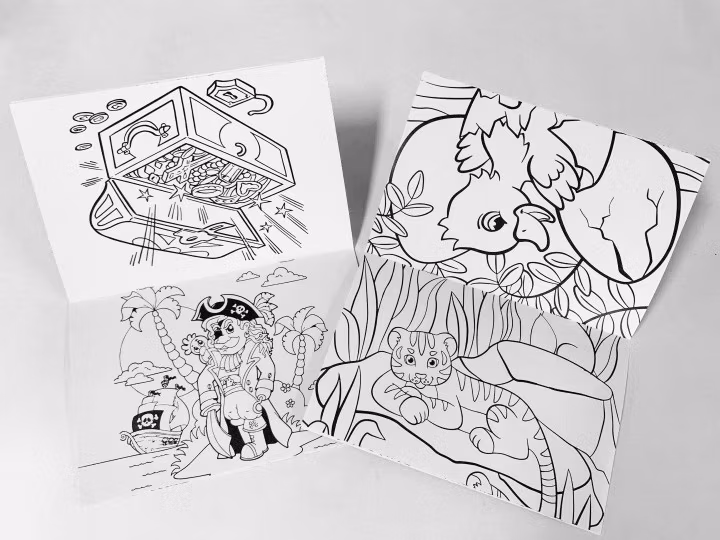 Stock Painting Children Coloring English Book with Pencil and Crayon Coloring Book for Kids