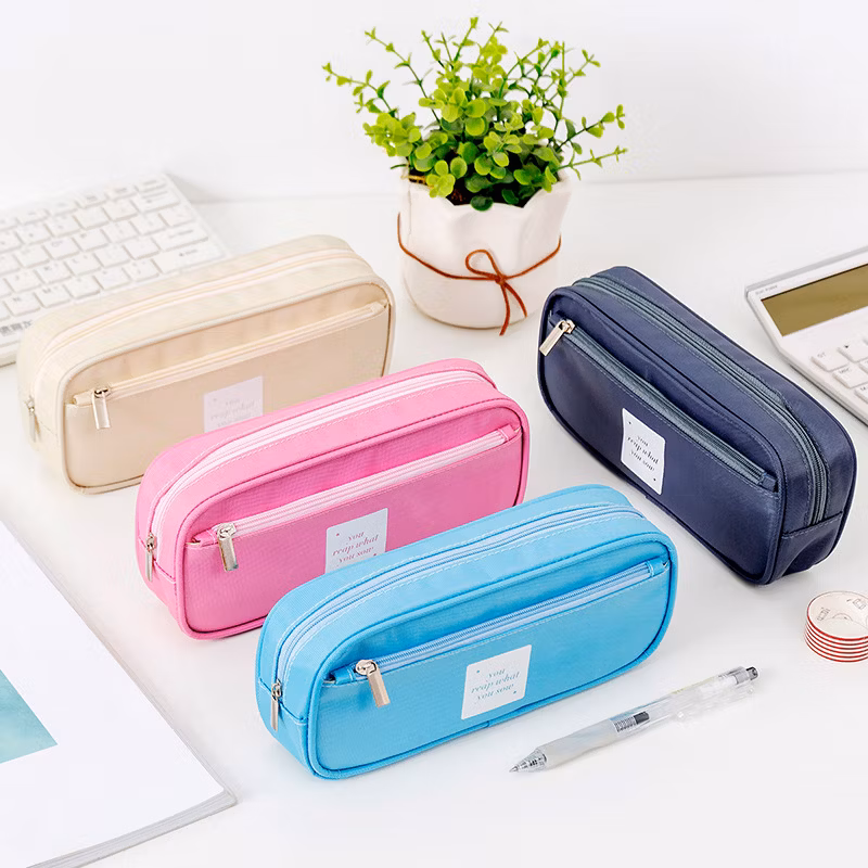 Popular Multi-Functional Double Layer Large Capacity Waterproof Simple Pencil Case