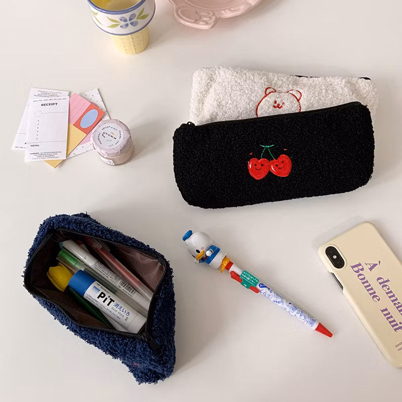 Hot Stationery Flannel Zipper European Style Animal Pencil Bag Pencil Case for Promotion Gift