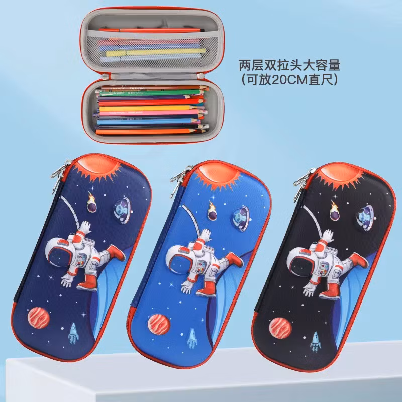 Large Capacity Fabric Cover Hard Cute3d School Cute Kids Pencil Case for Kids Girls Boys