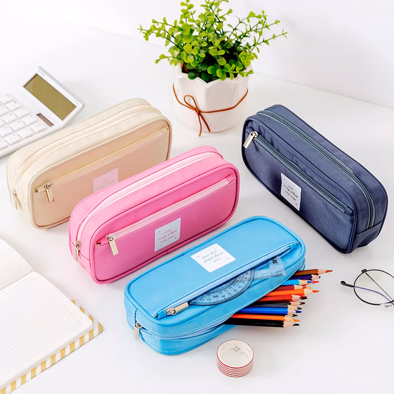 Popular Multi-Functional Double Layer Large Capacity Waterproof Simple Pencil Case