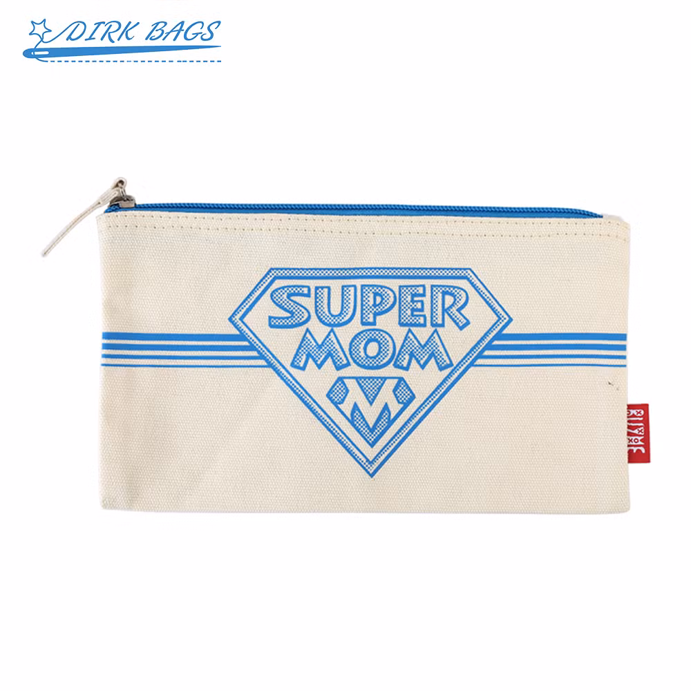 Custom Logo Canvas Fabric Zipper Pouch Small Tool Pencil Cosmetic Make up Bag