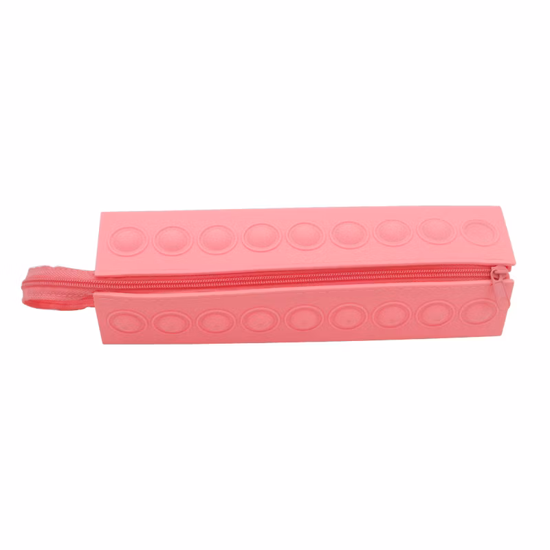 New Style Stress Relief Cuboid Silicone Pop It Pencil Bag Silicone Fidget Zipper Pen Pouch