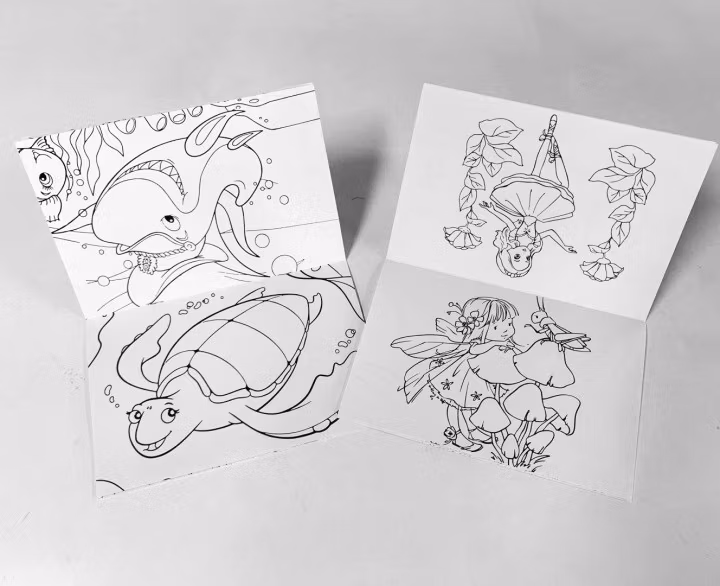 Stock Painting Children Coloring English Book with Pencil and Crayon Coloring Book for Kids