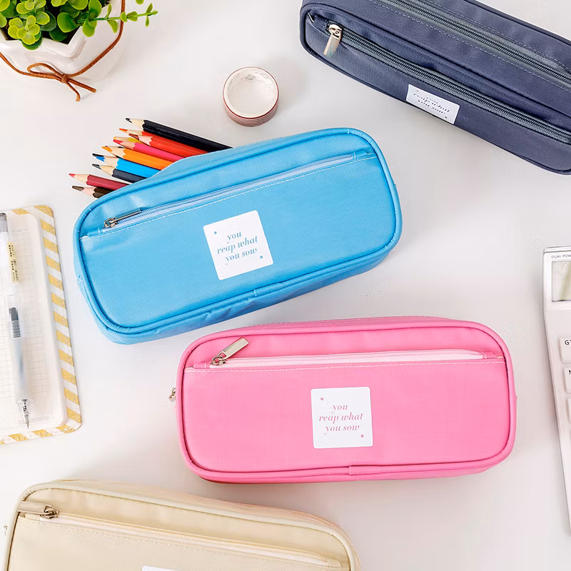 Popular Multi-Functional Double Layer Large Capacity Waterproof Simple Pencil Case