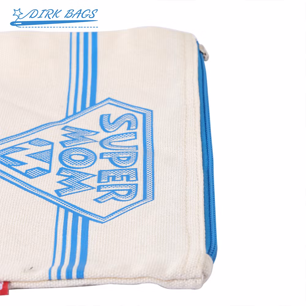 Custom Logo Canvas Fabric Zipper Pouch Small Tool Pencil Cosmetic Make up Bag