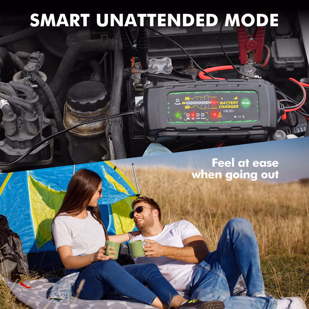 8-Step Battery Charger Battery Maintenance Outdoor Charging Waterproof Against Overcharging