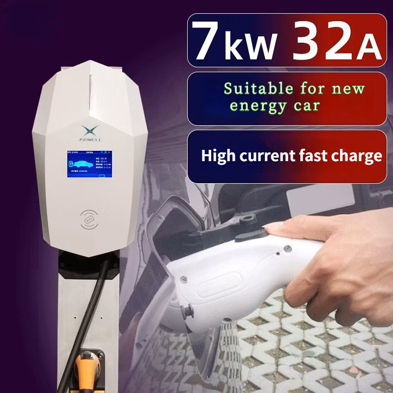 16A/32A 7kw 4G Home Type 2 EV Charger Station with 4.5 Inch Screen for Commercial