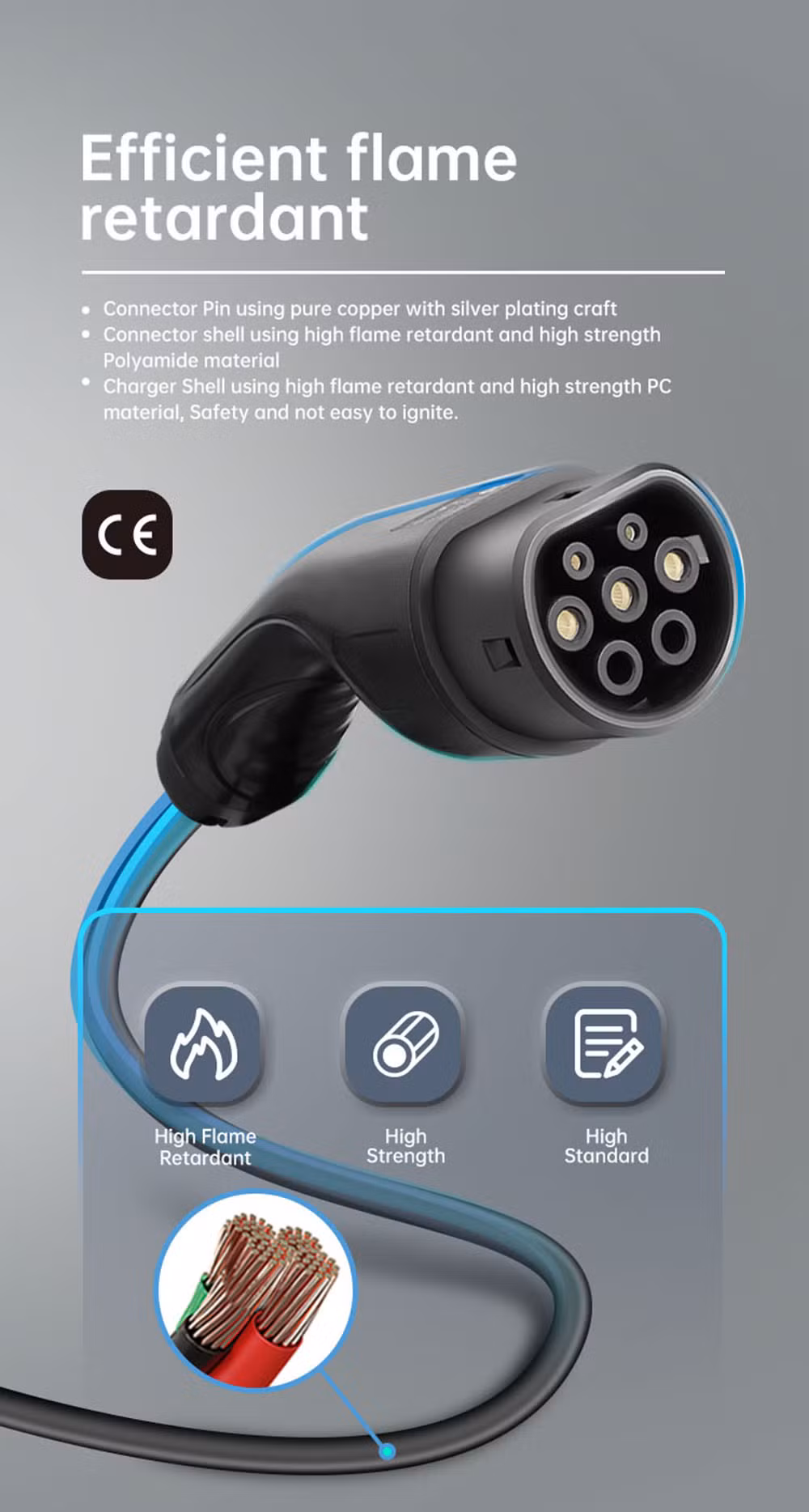 Beny Portable EV Charger Portable EV Charger with Screen AC Type 2 Gbt 3.5kw Evse Level 2 Charging Station