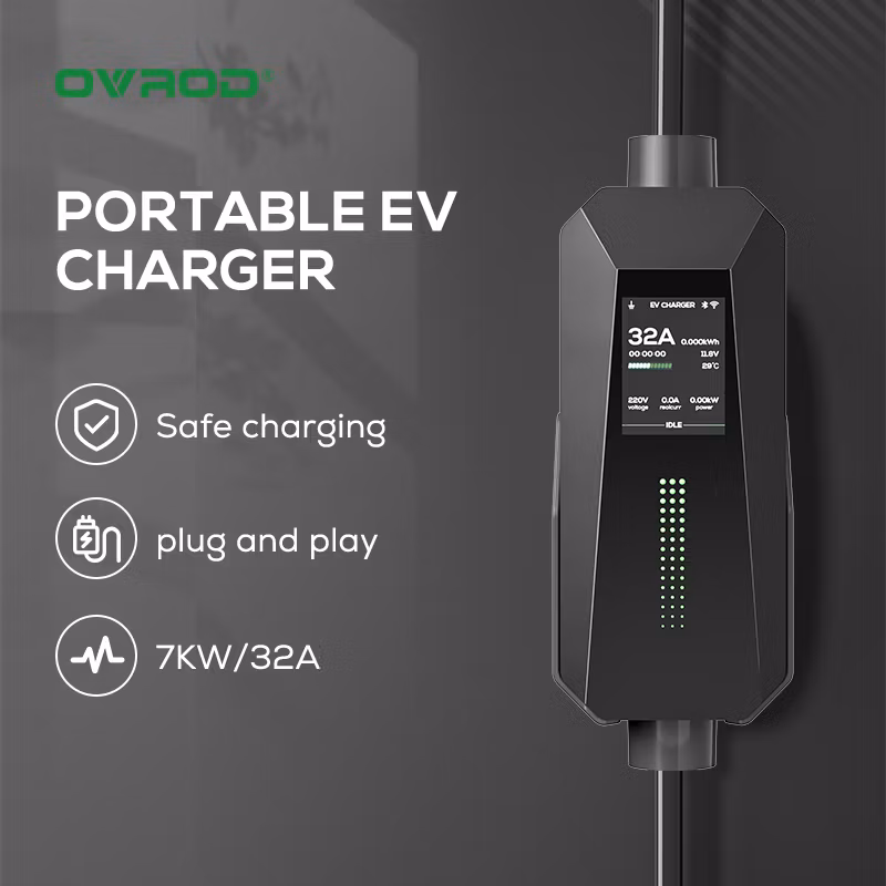 Ovrod Manufacturers Level 2 Fast 32A Mobile Type 2 Wallbox AC Home 7kw Portable EV Charger