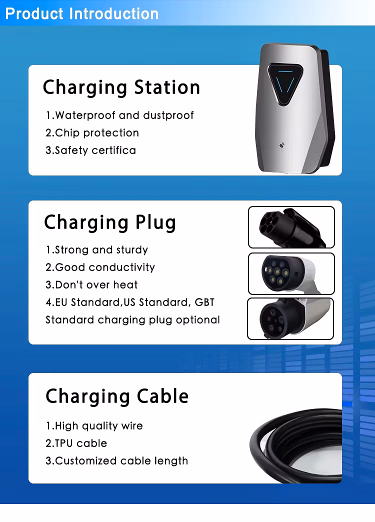 Single Pile AC Electric Vehicle Level 2 Smart Charging Portable Wallbox EV Charger for Home Use