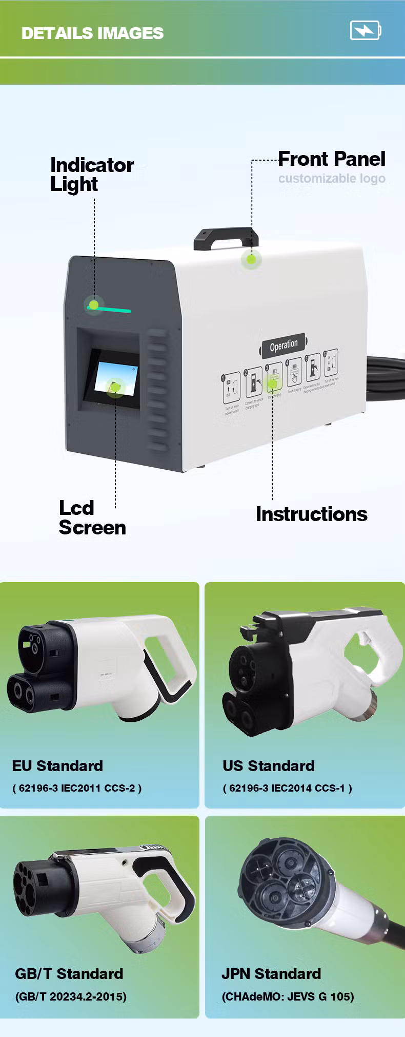 30kw Cc1 Portable Grid-Connected EV Charger Cc2 Chademo DC Fast Car Charging Station Dual-Port Charger Rapid Deployment Ocpp 4G