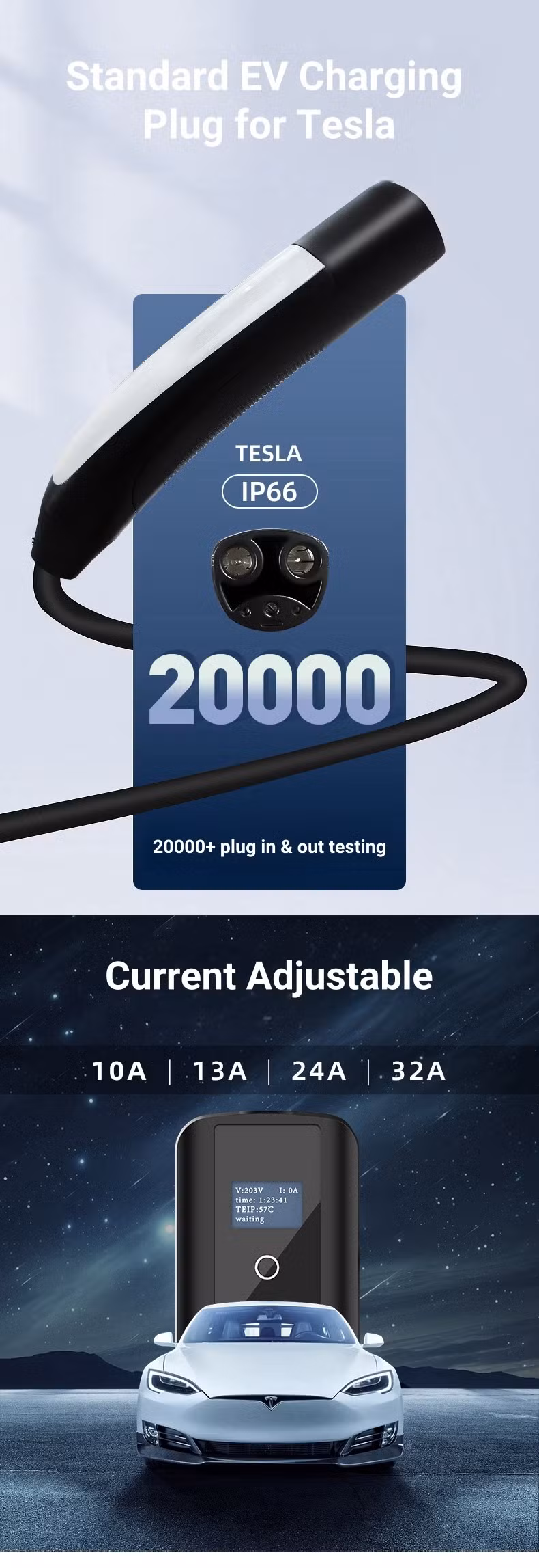 American Standard 16A 32A Electric Car Home Charging Station 3.5kw 7kw AC EV Charger for Tesla