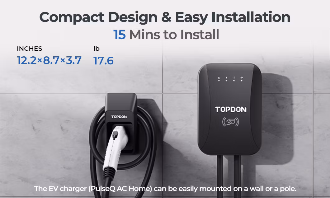 Topdon Factory Supply America Stock Customized Pulseq AC Home 16 32 AMP Type 2 Type 1 22kw 16kw 7kw Smart Wallbox Mounted Electric Car Fast EV Charger Station