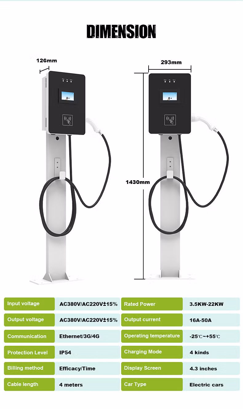 11kw Type 1 Type 2 Gbt Wallbox Wall-Mounted Portable AC EV Charger Electric Vehicle Charging Station