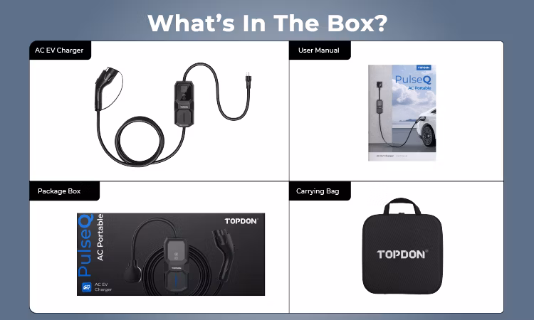2023 Topdon America EU UK Ca Au Stock Pulseq AC Portable 7kw 3.7kw 7.7kw 16A 32A Type 1 2 Electric Cars Smart Fast Charging Portable EV Charger with LCD Display