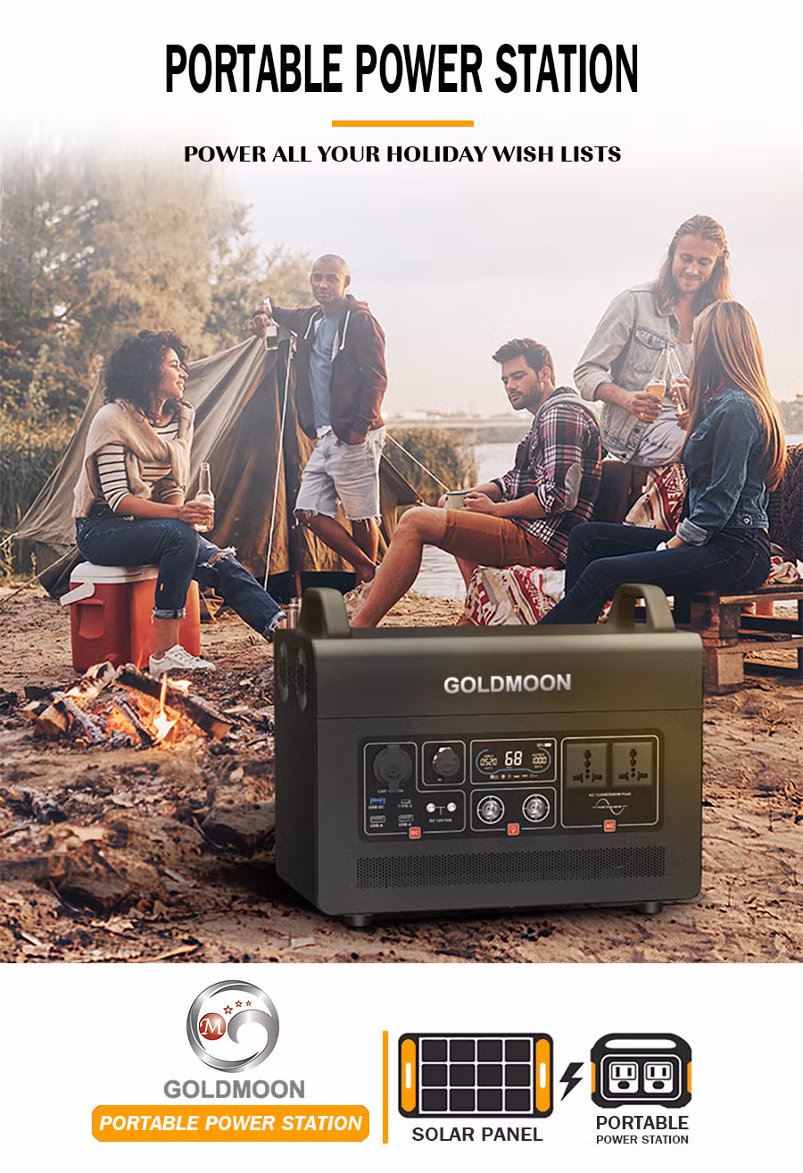Goldmoon 220V 1000W Portable Power Charging Bank Station Solar Station