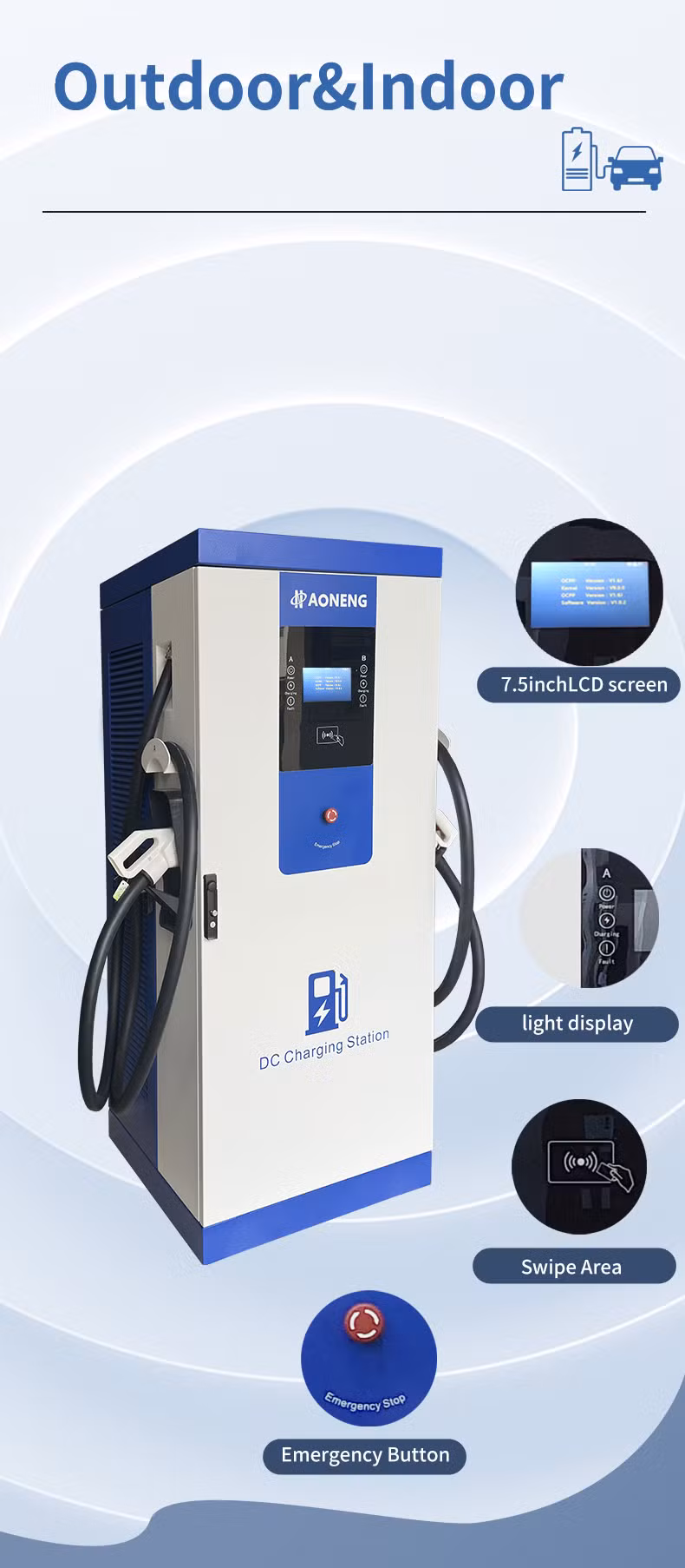 DC Fast 180kw Electric Vehicle Charger Dual Gun 2*200A Portable High Efficiency Commercial EV Charger CCS2 Emergency Stop Safe Car Charger with 2years Warranty