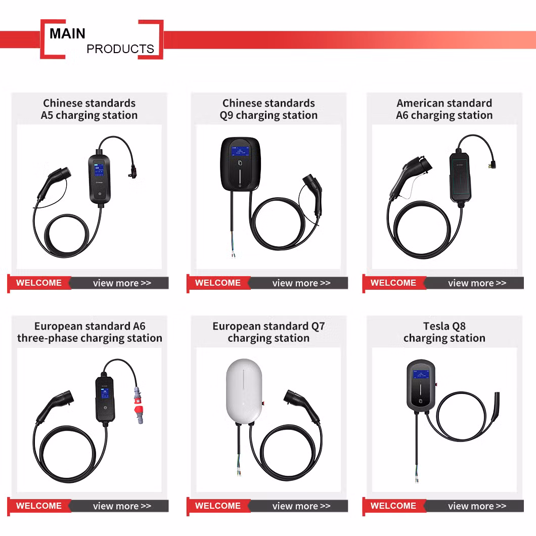 Good Quality 9.6kw Wall Mounted AC Rainproof Portable EV Charger for Tesla