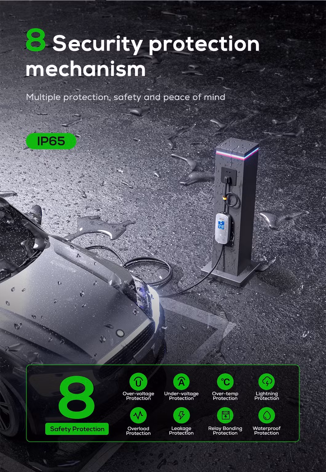 Ovrod 32A WiFi 3 Phase 7 Kw Evse Home Fast Level 2 AC Type 2 Station 7kw Portable EV Charger