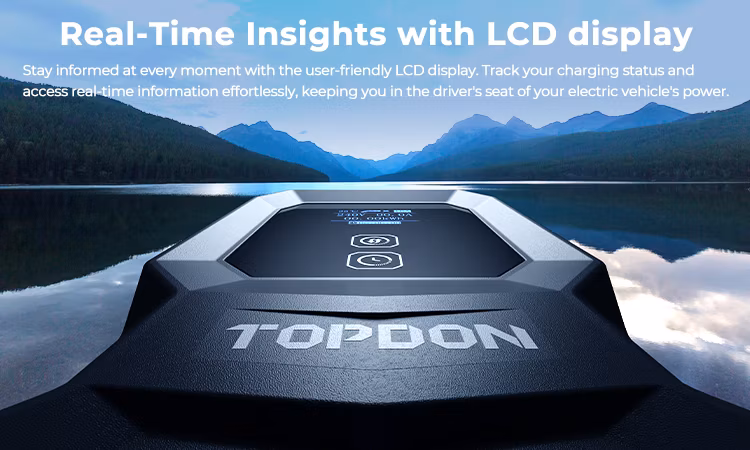 2023 Topdon America EU UK Ca Au Stock Pulseq AC Portable 7kw 3.7kw 7.7kw 16A 32A Type 1 2 Electric Cars Smart Fast Charging Portable EV Charger with LCD Display