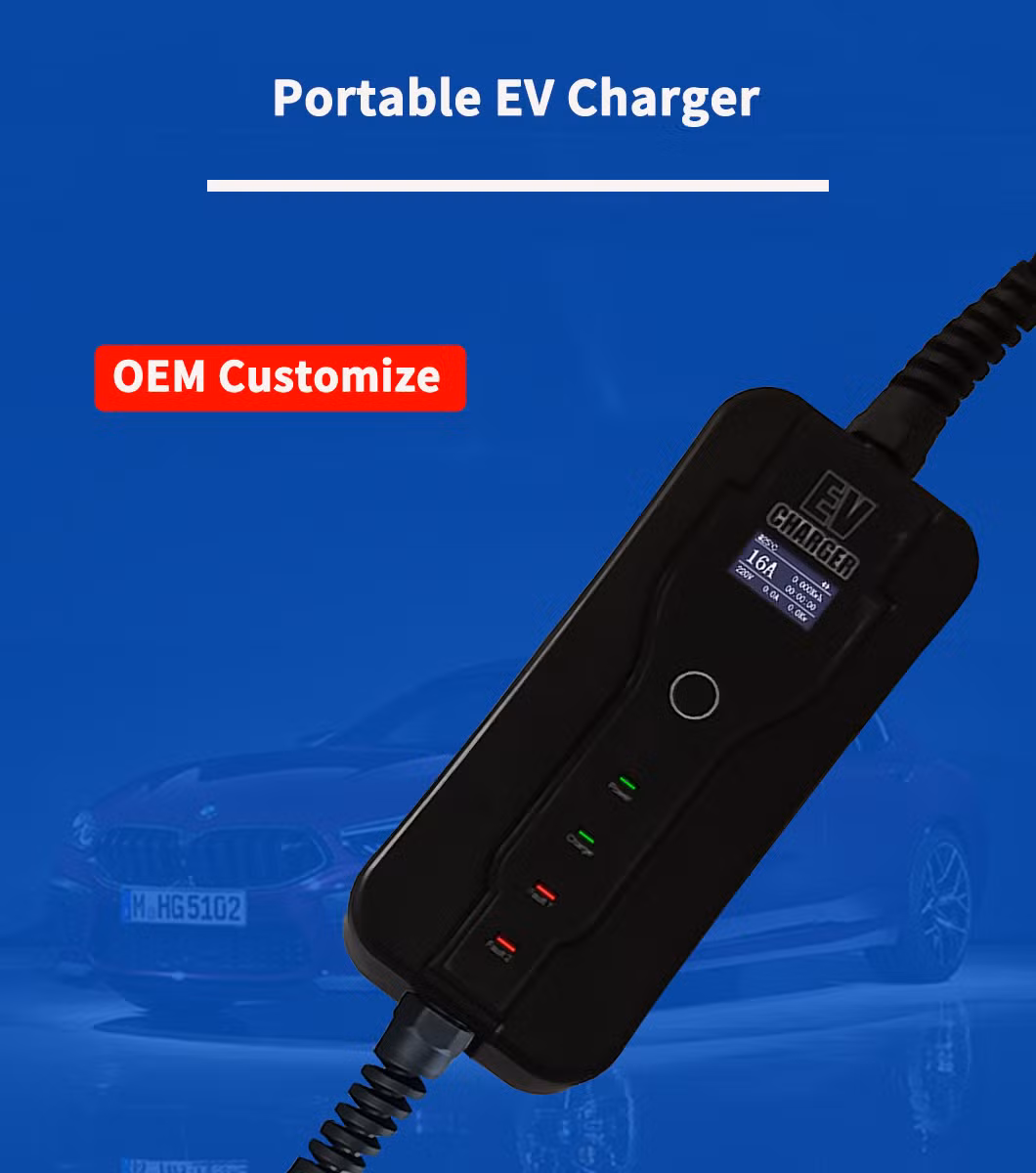 16A 7kw Portable Electric Vehicle Charger Electric Car Advanced EV Charging Station