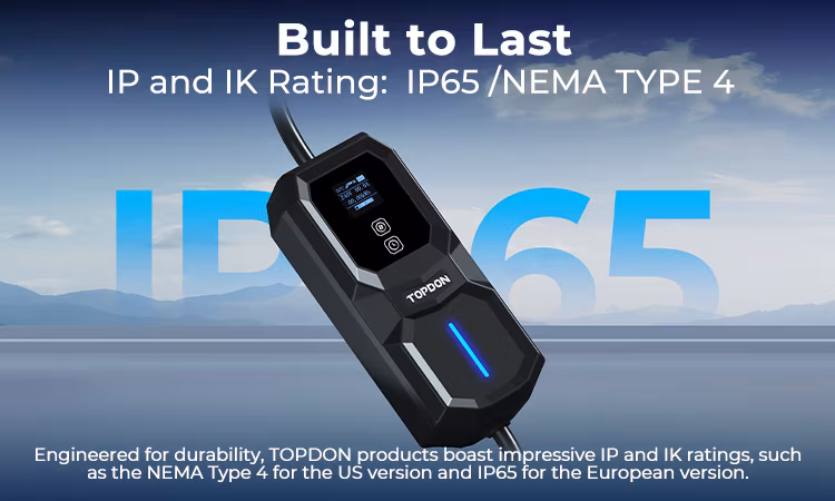 2023 Topdon America EU UK Ca Au Stock Pulseq AC Portable 7kw 3.7kw 7.7kw 16A 32A Type 1 2 Electric Cars Smart Fast Charging Portable EV Charger with LCD Display