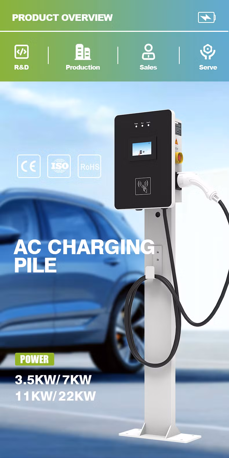 11kw Type 1 Type 2 Gbt Wallbox Wall-Mounted Portable AC EV Charger Electric Vehicle Charging Station