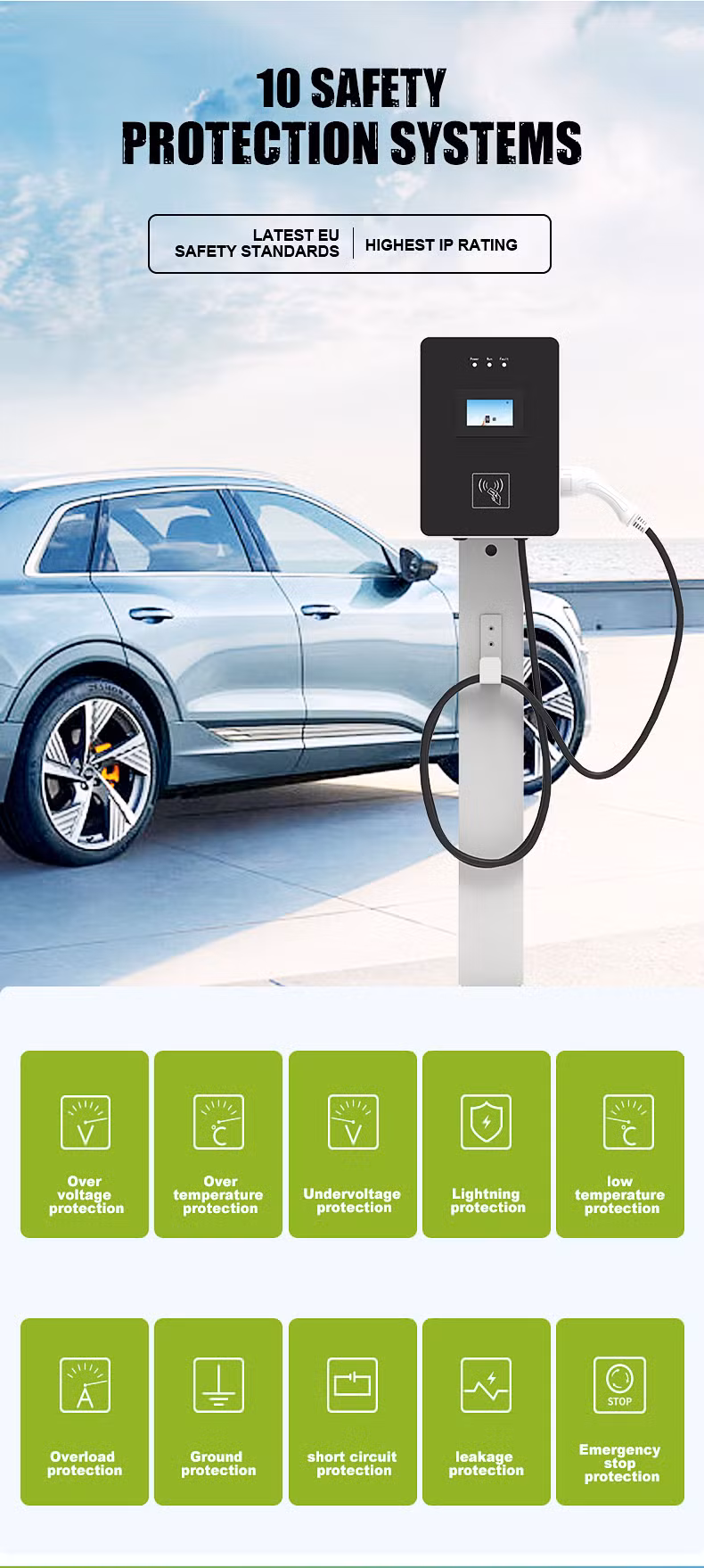 11kw Type 1 Type 2 Gbt Wallbox Wall-Mounted Portable AC EV Charger Electric Vehicle Charging Station