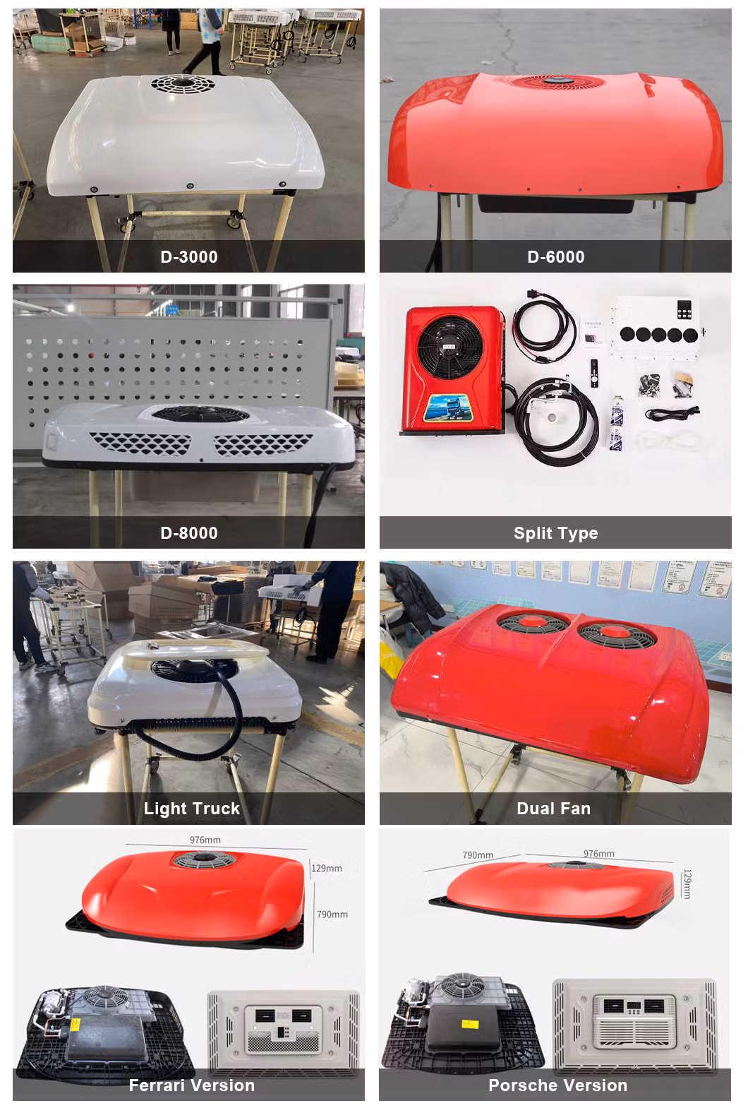 China Roof Top Diesel Electric Battery Powered 12V 24V DC Split Parking