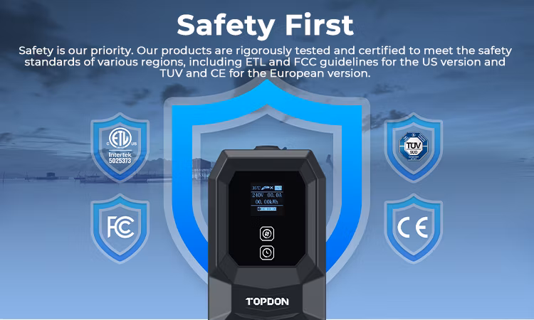 2023 Topdon America EU UK Ca Au Stock Pulseq AC Portable 7kw 3.7kw 7.7kw 16A 32A Type 1 2 Electric Cars Smart Fast Charging Portable EV Charger with LCD Display