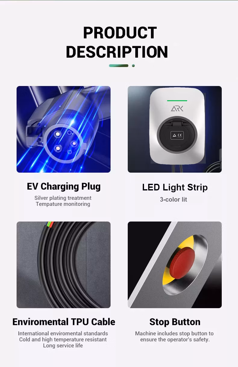 Fast EV Wallbox 7kw Type 2 Electric Car Charging Station Point
