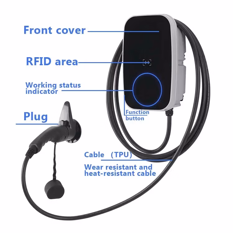 Three Phase EV Type 2 Charger AC Electric Car EV Vehicle Charging Station for Home