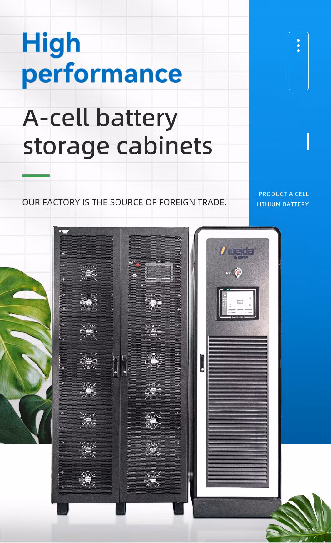 Weida LiFePO4 Solar PV 215kwh Industrial Commercial Air Lithium Generator Power Backup Battery Energy Storage Systems