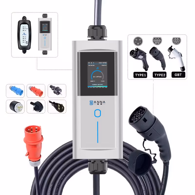Fabbrica Banna OEM ODM Caricatore EV 7kw 3 Fase per 32A Stazioni di Ricarica per Veicoli Elettrici Caricatore EV Portatile