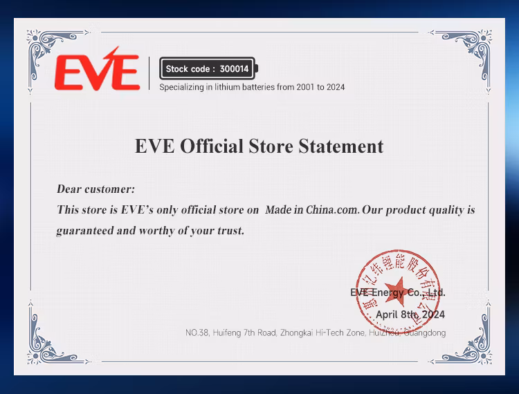 Eve LiFePO4 280ah LiFePO4 Cell 8000 Cycles Solar Lithium Battery Home Solar Battery Lithium Iron Phosphate Battery LiFePO4