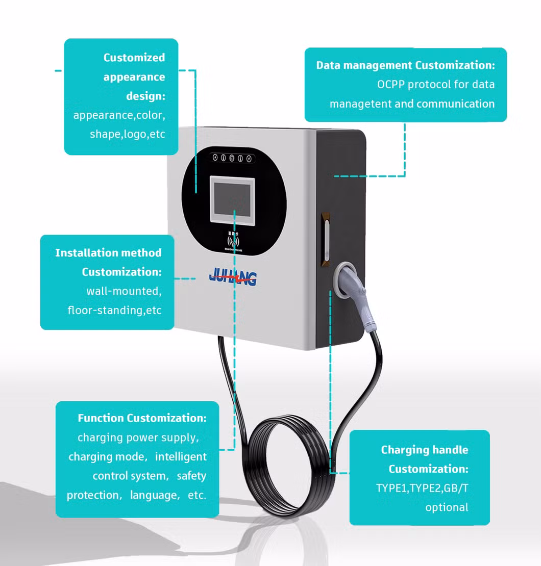 Electric Car Charging Station Wall Mount Charging Smart Fast EV Charger Pile 11kw AC 380V Home, Evse, EV Charging Station