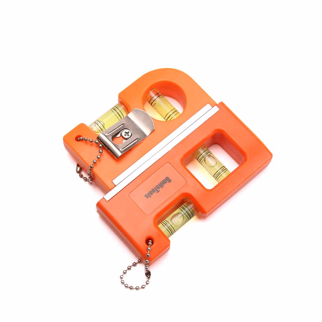Magnetic Mini Pocket Level Tool Scaffold Level Two Bubble Spirit Leveler with Portable Chain and Hook