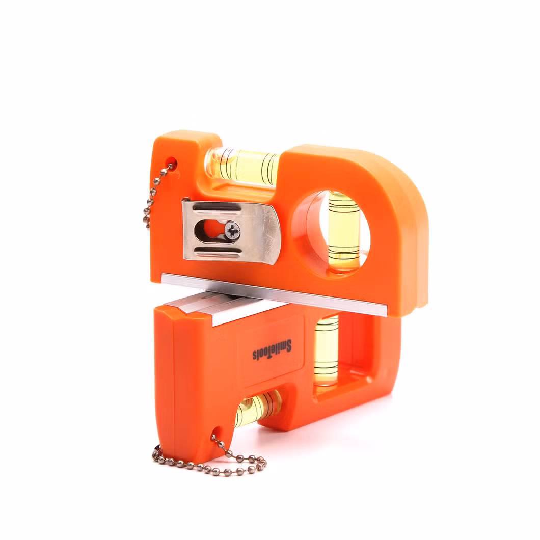 Magnetic Mini Pocket Level Tool Scaffold Level Two Bubble Spirit Leveler with Portable Chain and Hook