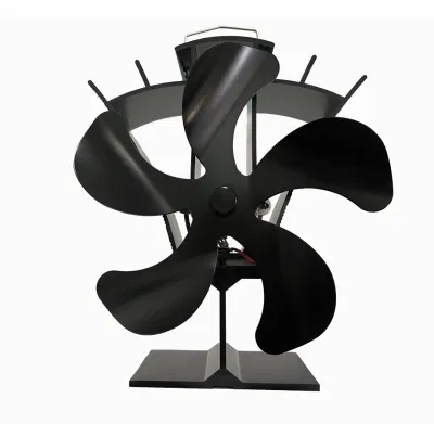 5 hojas Negro Hogar Madera Chimenea calor estufa ventilador
