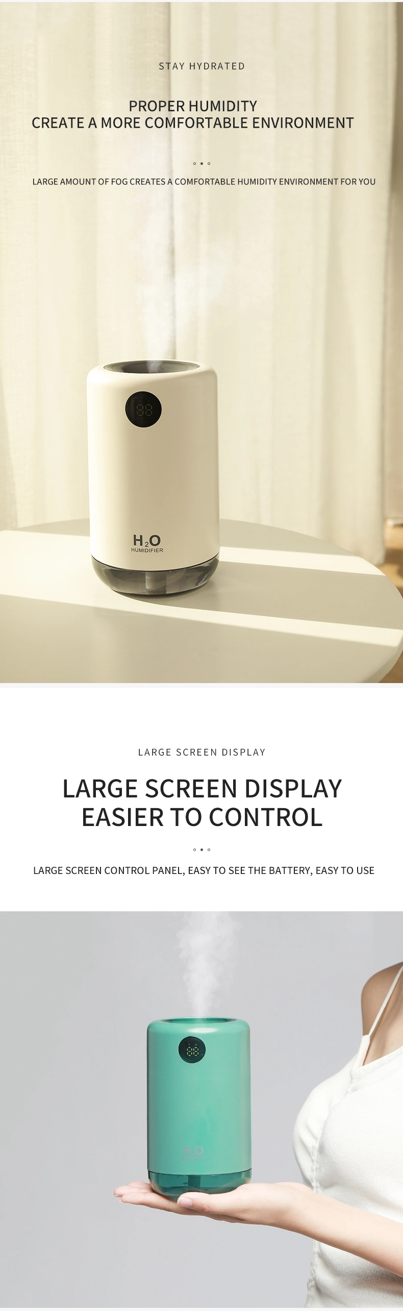 500ml Portable Car Humidifier H20 Diffuser H2O Humidifier Ultrasonic H2O Air Humidifier
