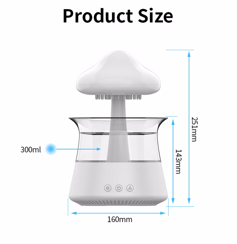 High Quality Mushroom Air Humidifier for Room Rain Cloud with Night Light Scent Diffuser